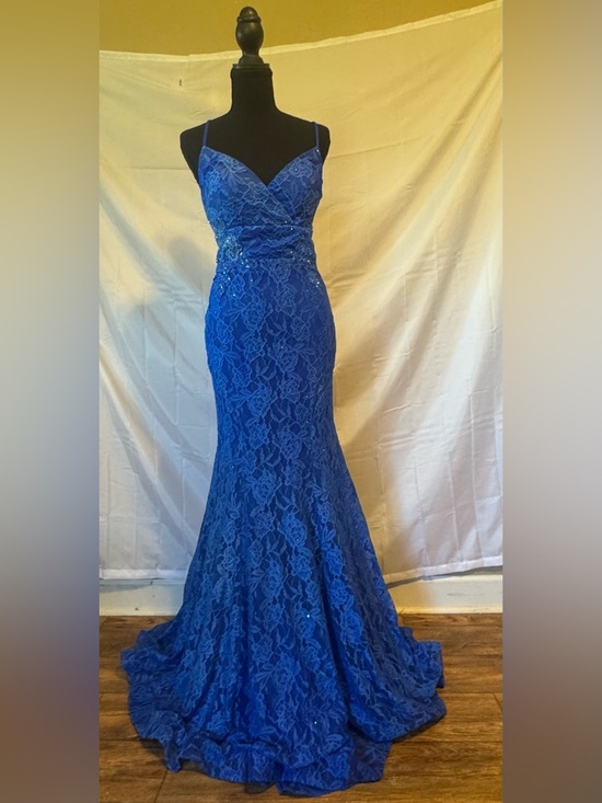 La Femme Dresses & Skirts - La Femme Royal Blue Lace Mermaid Prom Dress